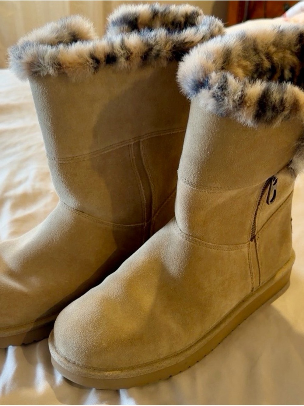 Koolaburra Tan Suede Faux-Fur Winter Boots